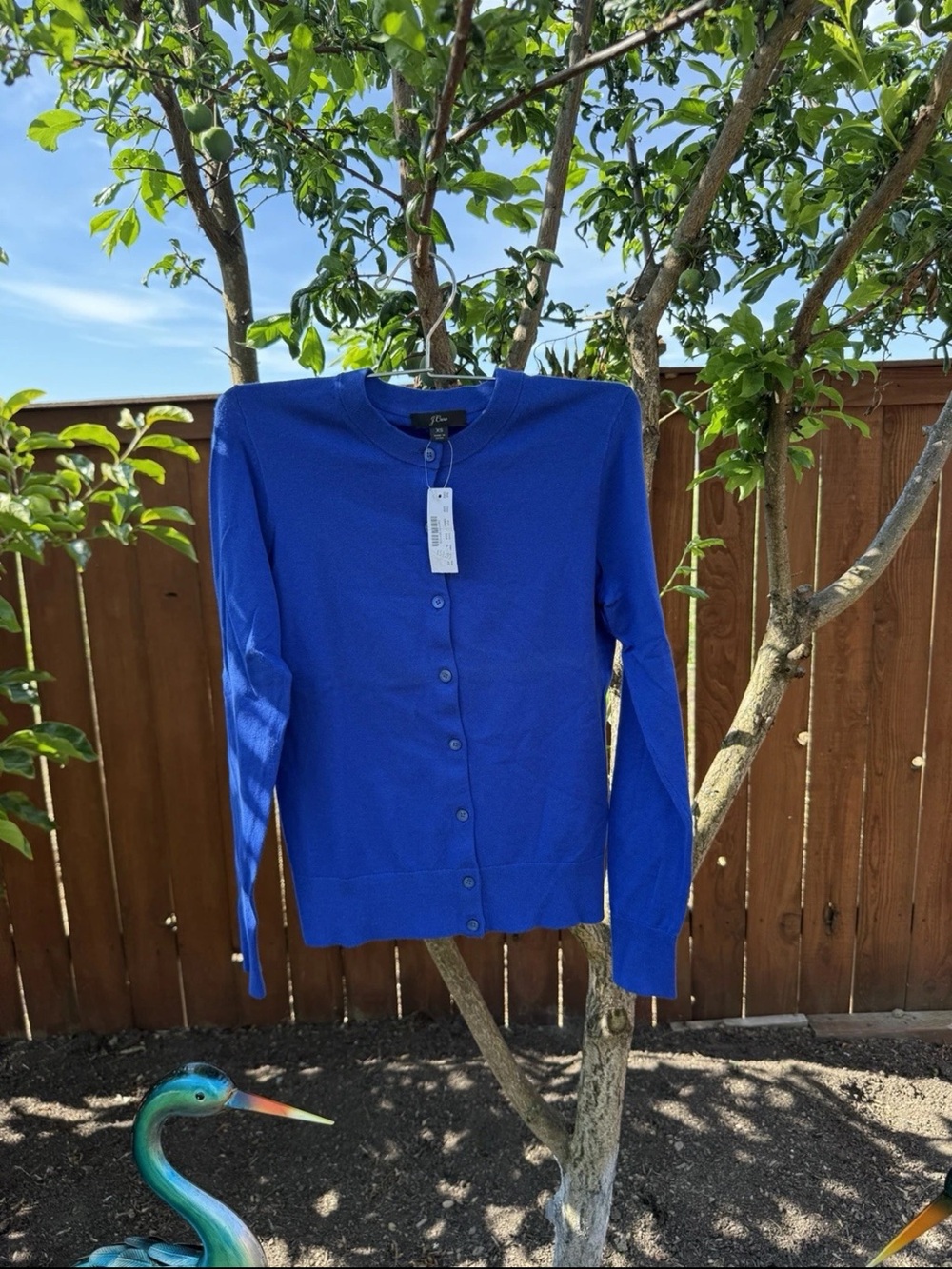 J. Crew Blue Button-Up Cotton Cardigan Sweater
